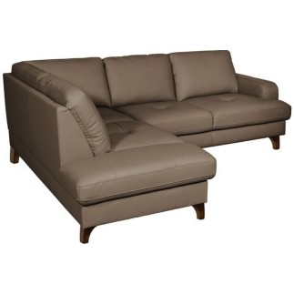 Canapé d'angle convertible en cuir italien de luxe 4/5 places avec coffre, FARELI, taupe, angle gauche