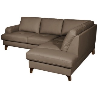 Canapé d'angle convertible en cuir italien de luxe 4/5 places avec coffre, FARELI, taupe, angle droit