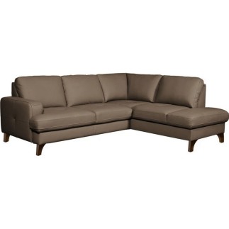 Canapé d'angle convertible en cuir italien de luxe 4/5 places avec coffre, FARELI, taupe, angle droit