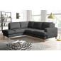 Canapé d'angle convertible en cuir italien de luxe 4/5 places avec coffre, FARELI, gris foncé, angle gauche