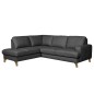 Canapé d'angle convertible en cuir italien de luxe 4/5 places avec coffre, FARELI, gris foncé, angle gauche