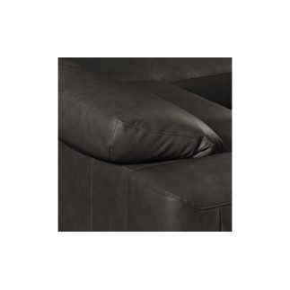 Canapé d'angle en 100% tout cuir épais de luxe italien 5/6 places PORTO, noir, angle droit