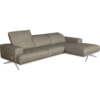 Canapé d'angle en 100% tout cuir épais de luxe italien 5/6 places PORTO, gris, angle droit