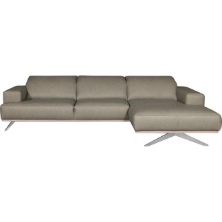 Canapé d'angle en 100% tout cuir épais de luxe italien 5/6 places PORTO, gris, angle droit