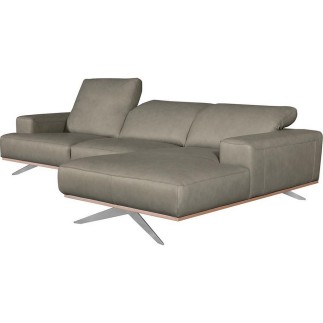 Canapé d'angle en 100% tout cuir épais de luxe italien 5/6 places PORTO, gris, angle droit