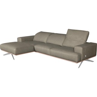 Canapé d'angle en 100% tout cuir épais de luxe italien 5/6 places PORTO, gris, angle gauche