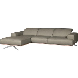 Canapé d'angle en 100% tout cuir épais de luxe italien 5/6 places PORTO, gris, angle gauche