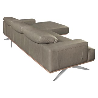 Canapé d'angle en 100% tout cuir épais de luxe italien 5/6 places PORTO, gris, angle gauche