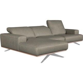 Canapé d'angle en 100% tout cuir épais de luxe italien 5/6 places PORTO, gris, angle gauche