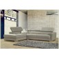 Canapé d'angle en cuir italien 5 places BONO, gris clair, angle gauche Canapé d'angle en cuir italien 5 places BONO, gris clair, angle gauche