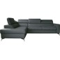 Canapé d'angle convertible en cuir italien de luxe 5/6 places avec coffre, MONZA, gris foncé, angle gauche Canapé d'angle convertible en cuir italien de luxe 5/6 places avec coffre, MONZA, gris foncé, angle gauche