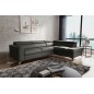 Canapé d'angle convertible en cuir italien de luxe 5/6 places avec coffre, MONZA, gris foncé, angle droit Canapé d'angle convertible en cuir italien de luxe 5/6 places avec coffre, MONZA, gris foncé, angle droit