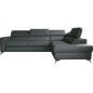 Canapé d'angle convertible en cuir italien de luxe 5/6 places avec coffre, MONZA, gris foncé, angle droit Canapé d'angle convertible en cuir italien de luxe 5/6 places avec coffre, MONZA, gris foncé, angle droit