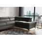 Canapé d'angle convertible en cuir italien de luxe 5/6 places avec coffre, MONZA, gris foncé, angle droit Canapé d'angle convertible en cuir italien de luxe 5/6 places avec coffre, MONZA, gris foncé, angle droit
