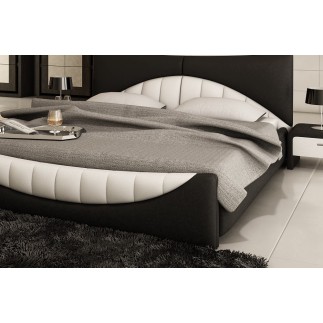 Lit en cuir italien de luxe KING, noir et seconde couleur au choix