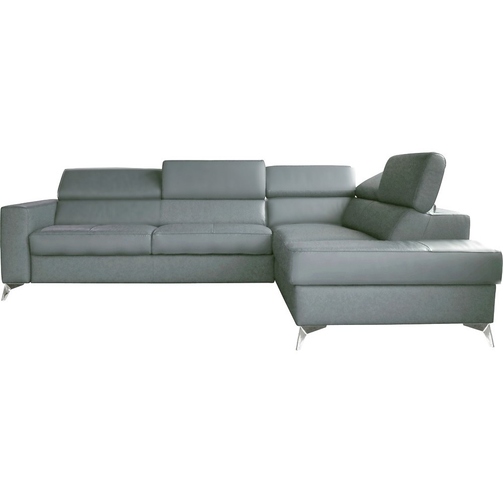Canapé d'angle convertible en cuir italien de luxe 5/6 places avec coffre, MONZA, gris clair, angle droit Canapé d'angle convertible en cuir italien de luxe 5/6 places avec coffre, MONZA, gris clair, angle droit