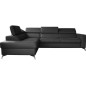 Canapé d'angle convertible en cuir italien de luxe 5/6 places avec coffre, MONZA, noir, angle gauche Canapé d'angle convertible en cuir italien de luxe 5/6 places avec coffre, MONZA, noir, angle gauche