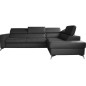 Canapé d'angle convertible en cuir italien de luxe 5/6 places avec coffre, MONZA, noir, angle droit Canapé d'angle convertible en cuir italien de luxe 5/6 places avec coffre, MONZA, noir, angle droit