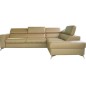 Canapé d'angle convertible en cuir italien de luxe 5/6 places avec coffre, MONZA, beige, angle droit