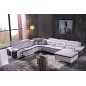 1er paiement de la commande : Canapé d'angle relax électrique en cuir buffle italien de luxe: combirelax, blanc et noir , angle