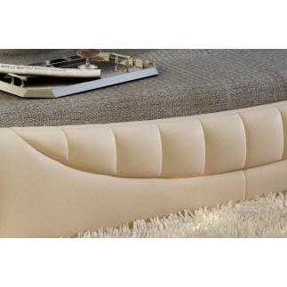 Lit en cuir italien de luxe KING, écru