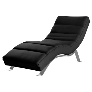 Chaise longue réglable multipositions, en cuir de luxe italien, SWEET, noir