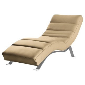 Chaise longue réglable multipositions, en cuir de luxe italien, SWEET, beige
