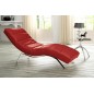 Chaise longue réglable multipositions, en cuir de luxe italien, SWEET, rouge