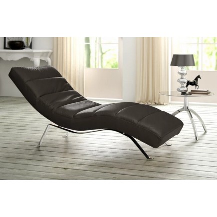 Chaise longue réglable multipositions, en cuir de luxe italien, SWEET, chocolat