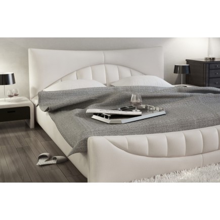 Lit en cuir italien de luxe KING, blanc, 180x200