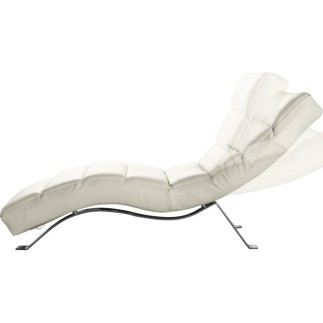Chaise longue réglable multipositions, en cuir de luxe italien, SWEET, blanc cassé