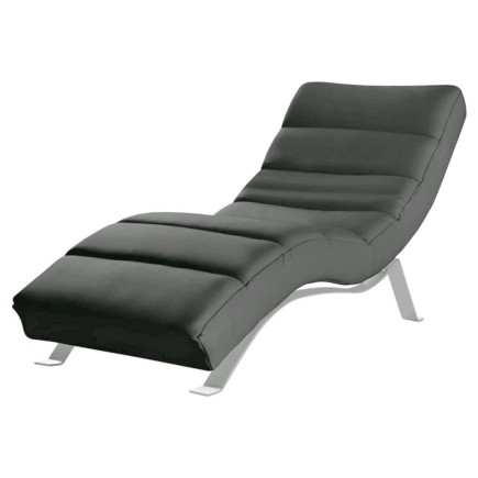 Chaise longue réglable multipositions, en cuir de luxe italien, SWEET, gris foncé