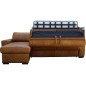 - Canapé d'angle en 100% tout cuir italien de luxe 5 places convertible et coffre, marron, angle gauche, CLINTON