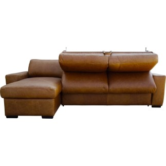 - Canapé d'angle en 100% tout cuir italien de luxe 5 places convertible et coffre, marron, angle gauche, CLINTON