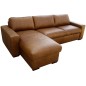 - Canapé d'angle en 100% tout cuir italien de luxe 5 places convertible et coffre, marron, angle gauche, CLINTON