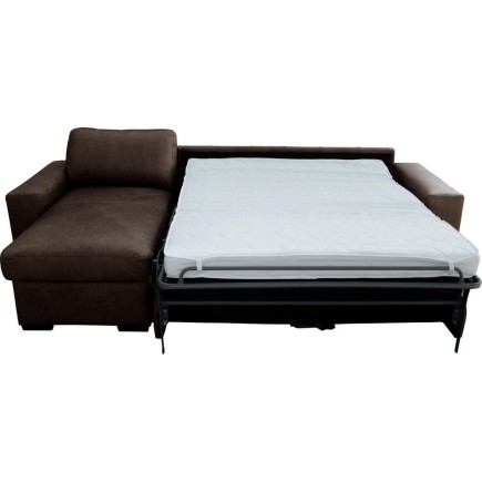 Canapé d'angle en 100% tout cuir italien de luxe 5 places convertible et coffre, chocolat, angle gauche, CLINTON