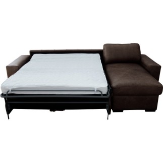 Canapé d'angle en 100% tout cuir italien de luxe 5 places convertible et coffre, chocolat, angle droit, CLINTON