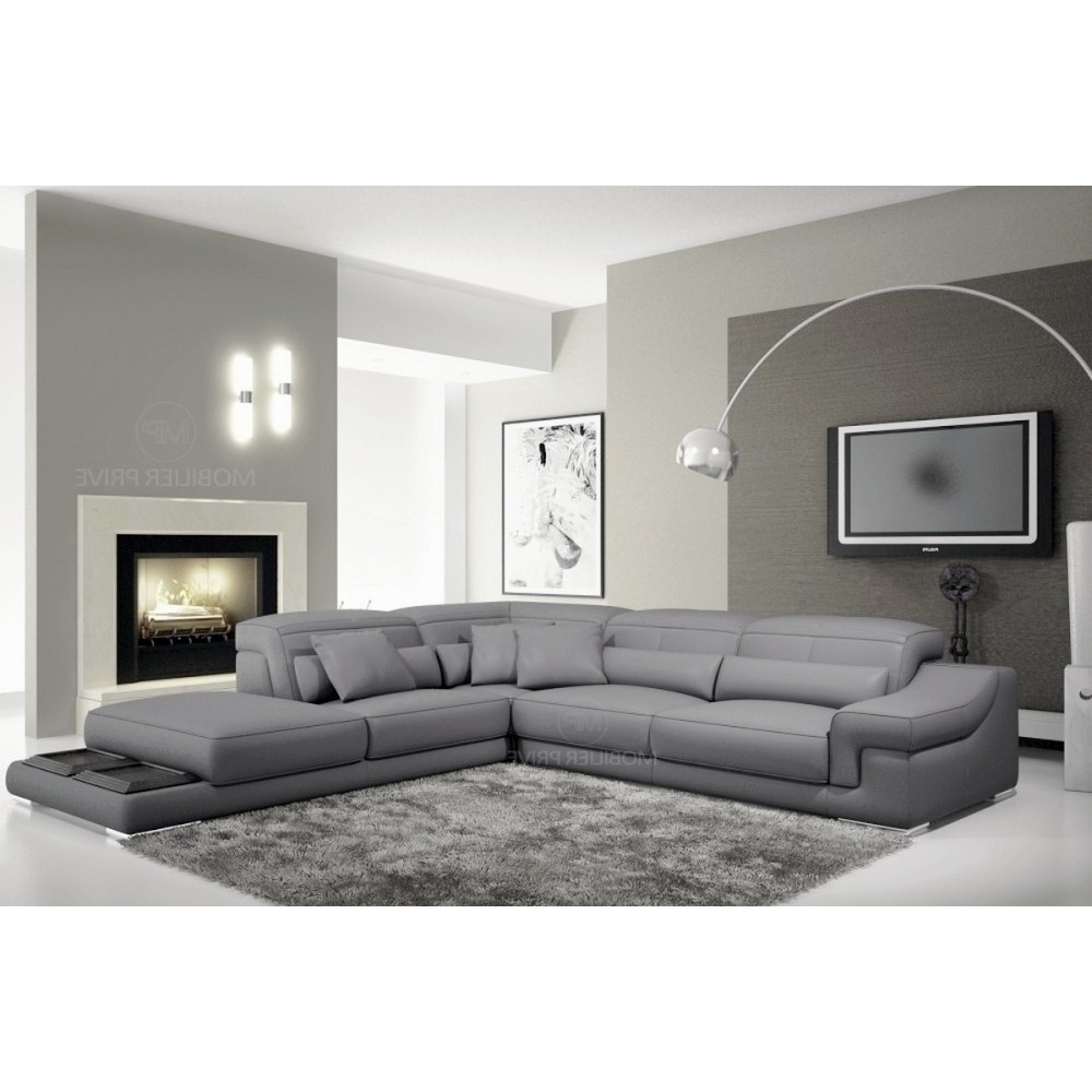 2eme paiement de la commande: Canapé d'angle en cuir italien 6 places belino, gris clair , 6x sans frais, total de la commande: