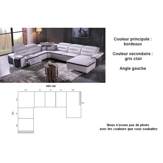 Récapitulatif de la commande: canapé d'angle relax électrique cuir buffle italien luxe combirelax sur mesure 75cm en plus sur lo