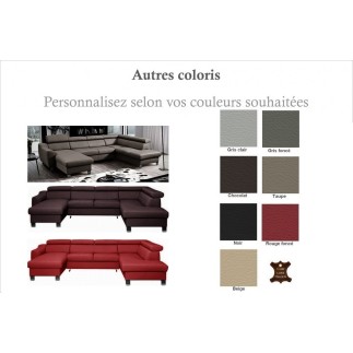 Solde de paiement acompte de la commande: Canapé d'angle convertible en cuir italien de luxe 7/8 places aston, couleur personnal