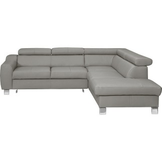 2eme paiement de la commande: Canapé d'angle convertible en cuir italien de luxe 5 places astrid, gris clair, angle droit, 6x sa