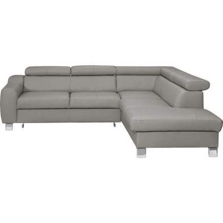 2eme paiement de la commande: Canapé d'angle convertible en cuir italien de luxe 5 places astrid, gris clair, angle droit, 6x sa
