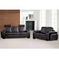 Ensemble composé d'un canapé 3 places et d'un canapé 2 places en cuir luxe italien avec un pouf offert, RELAXO, noir Ensemble composé d'un canapé 3 places et d'un canapé 2 places en cuir luxe italien avec un pouf offert, RELAXO, noir