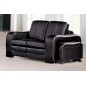 Ensemble composé d'un canapé 3 places et d'un canapé 2 places en cuir luxe italien avec un pouf offert, RELAXO, noir Ensemble composé d'un canapé 3 places et d'un canapé 2 places en cuir luxe italien avec un pouf offert, RELAXO, noir