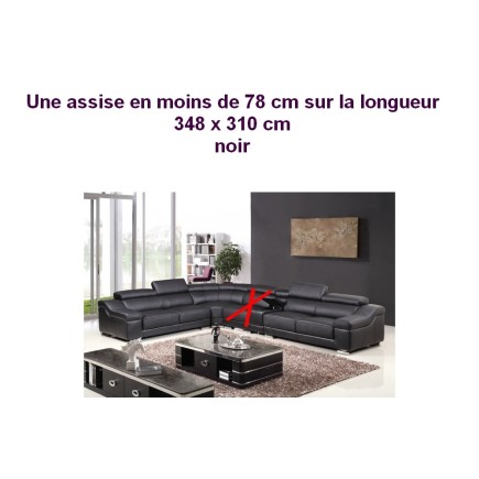 2eme paiement de la commande: CANAPÉ D'ANGLE CUIR BUFFLE ITALIEN LUXE LONDRES NOIR, ANGLE GAUCHE, personnalisé sur mesure 348x31