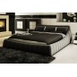 Lit en cuir italien de luxe FOSTER, gris foncé, 140x190