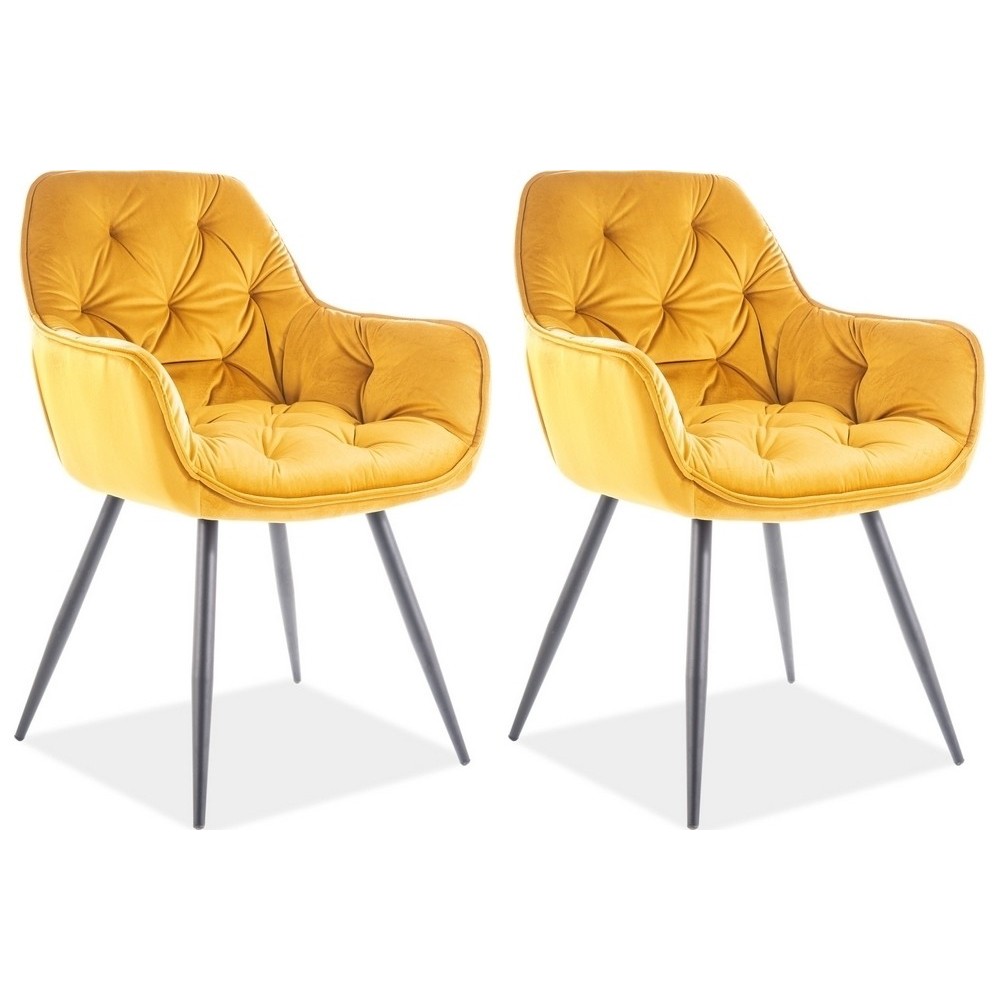 Ensemble de 2 chaises CHERIL en tissu de qualité, couleur curry Ensemble de 2 chaises CHERIL en tissu de qualité, couleur curry