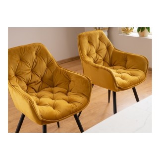 Ensemble de 2 chaises CHERIL en tissu de qualité, couleur curry