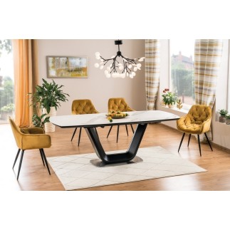 Ensemble de 2 chaises CHERIL en tissu de qualité, couleur curry