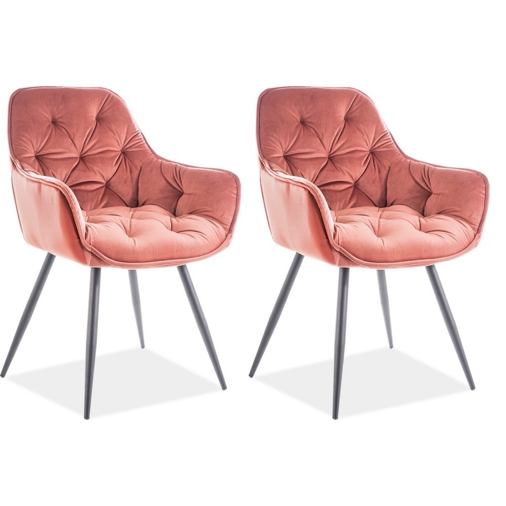 Ensemble de 2 chaises CHERIL en tissu de qualité, couleur rose pale Ensemble de 2 chaises CHERIL en tissu de qualité, couleur rose pale